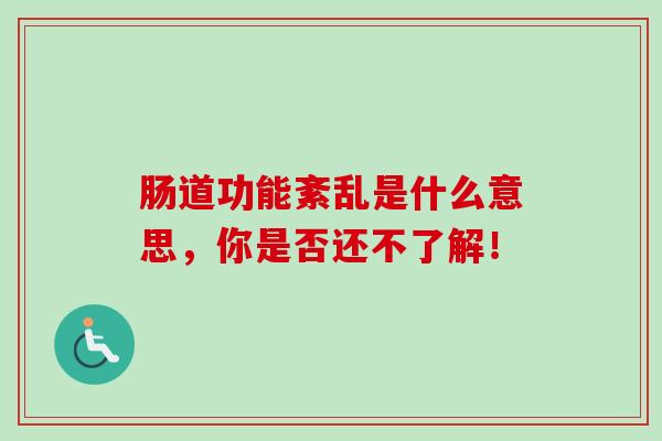 肠道功能紊乱是什么意思,你是否还不了解! 肠道功能紊乱是什么意思,你是否还不了解!