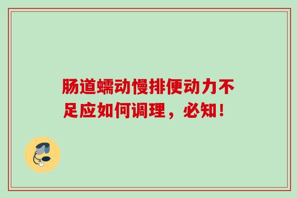 肠道蠕动慢排便动力不足应如何调理，必知！