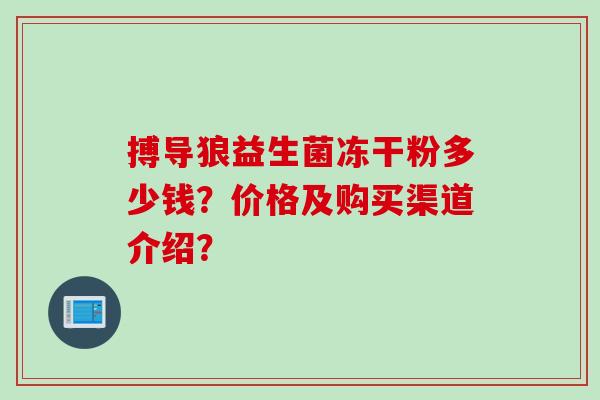 搏导狼益生菌冻干粉多少钱?价格及购买渠道介绍? 搏导狼益生菌冻干粉多少钱?价格及购买渠道介绍?
