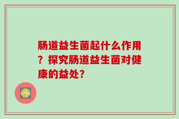 肠道益生菌起什么作用？探究肠道益生菌对健康的益处？