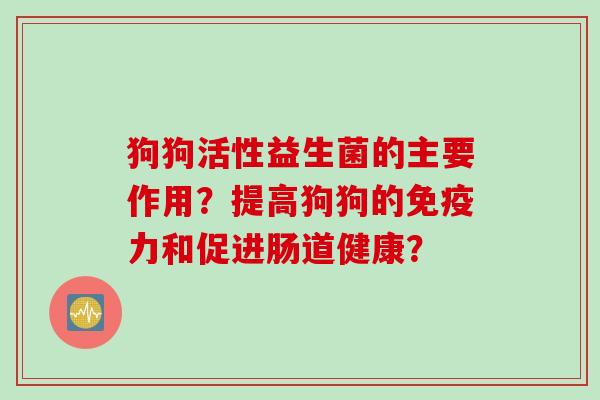 狗狗活性益生菌的主要作用?提高狗狗的力和促进肠道健康? 狗狗活性益生菌的主要作用?提高狗狗的力和促进肠道健康?
