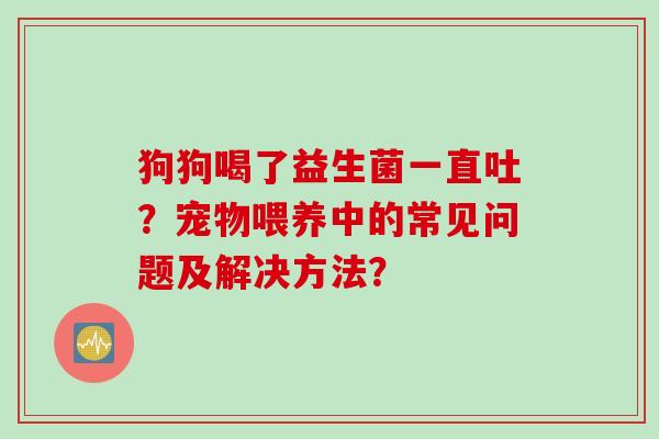 狗狗喝了益生菌一直吐？宠物喂养中的常见问题及解决方法？