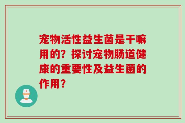宠物活性益生菌是干嘛用的？探讨宠物肠道健康的重要性及益生菌的作用？