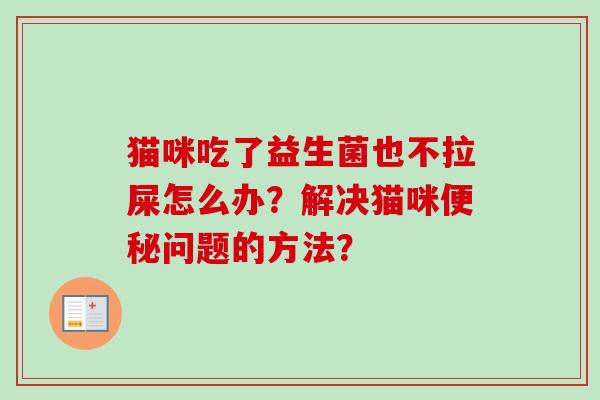 猫咪吃了益生菌也不拉屎怎么办？解决猫咪问题的方法？