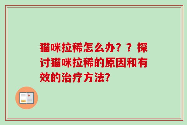 猫咪拉稀怎么办？？探讨猫咪拉稀的原因和有效的方法？