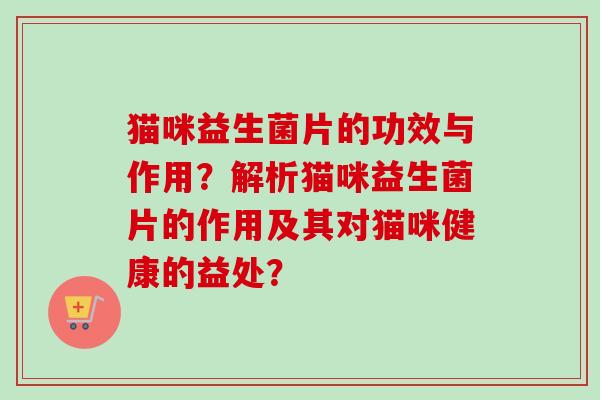 猫咪益生菌片的功效与作用？解析猫咪益生菌片的作用及其对猫咪健康的益处？