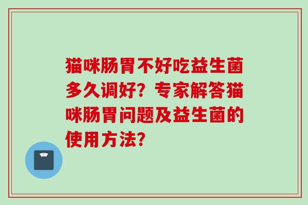 猫咪肠胃不好吃益生菌多久调好?专家解答猫咪肠胃问题及益生菌的使用方法? 猫咪肠胃不好吃益生菌多久调好?专家解答猫咪肠胃问题及益生菌的使用方法?