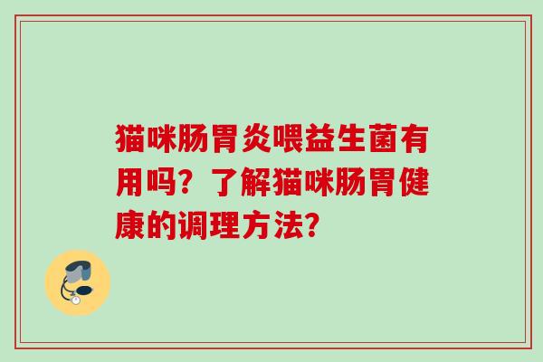 猫咪肠喂益生菌有用吗?了解猫咪肠胃健康的调理方法? 猫咪肠喂益生菌有用吗?了解猫咪肠胃健康的调理方法?