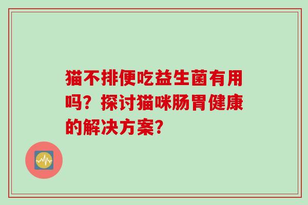 猫不排便吃益生菌有用吗?探讨猫咪肠胃健康的解决方案? 猫不排便吃益生菌有用吗?探讨猫咪肠胃健康的解决方案?