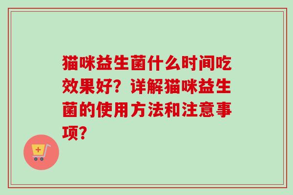 猫咪益生菌什么时间吃效果好？详解猫咪益生菌的使用方法和注意事项？