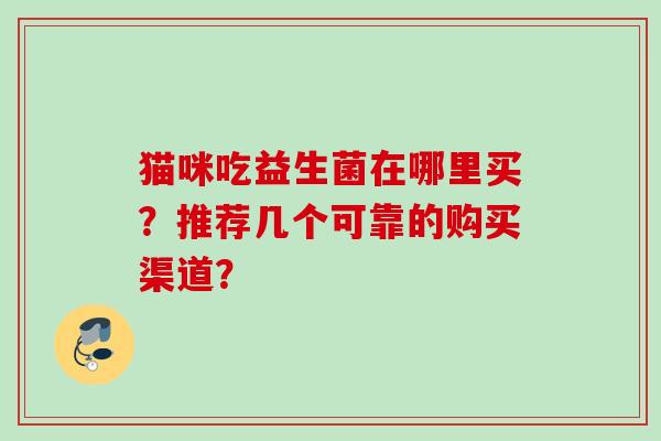 猫咪吃益生菌在哪里买？推荐几个可靠的购买渠道？