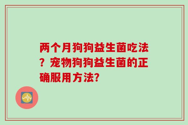 两个月狗狗益生菌吃法？宠物狗狗益生菌的正确服用方法？