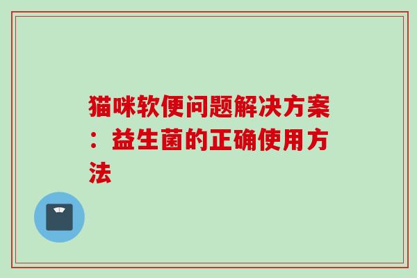 猫咪软便问题解决方案：益生菌的正确使用方法
