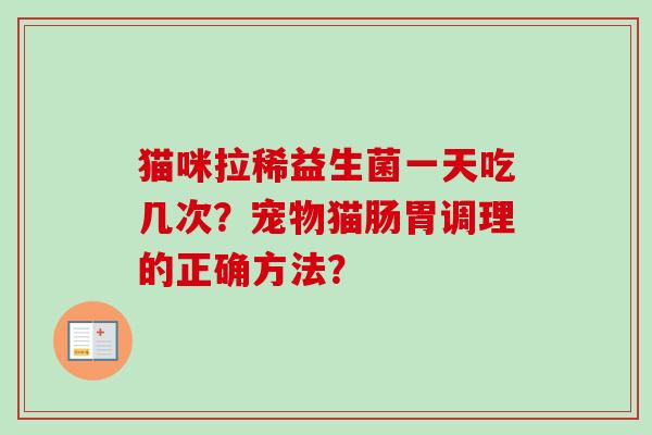 猫咪拉稀益生菌一天吃几次？宠物猫肠胃调理的正确方法？