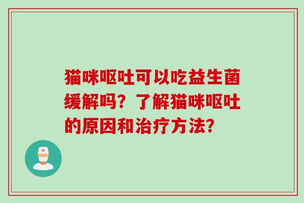猫咪可以吃益生菌缓解吗？了解猫咪的原因和方法？