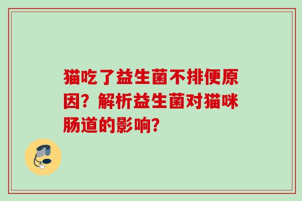 猫吃了益生菌不排便原因？解析益生菌对猫咪肠道的影响？
