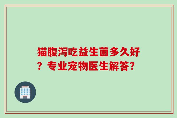 猫吃益生菌多久好？专业宠物医生解答？