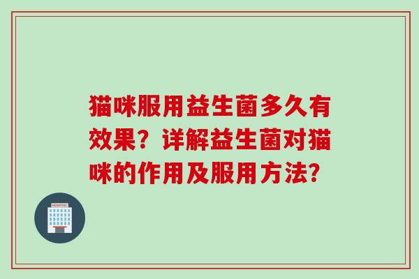 猫咪服用益生菌多久有效果？详解益生菌对猫咪的作用及服用方法？