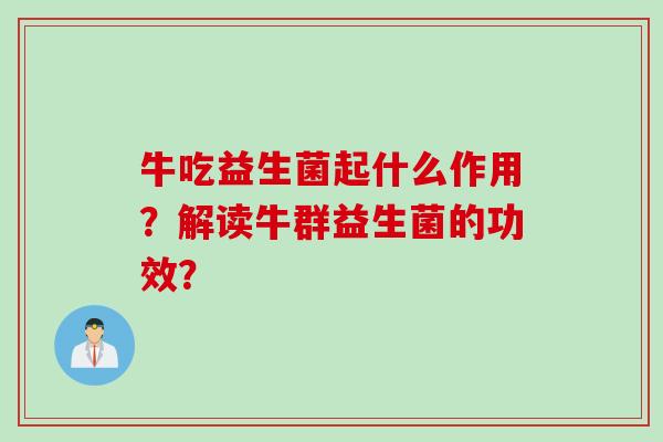 牛吃益生菌起什么作用？解读牛群益生菌的功效？