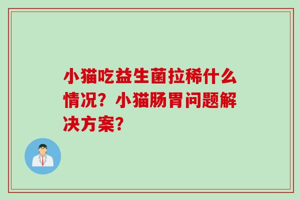 小猫吃益生菌拉稀什么情况？小猫肠胃问题解决方案？