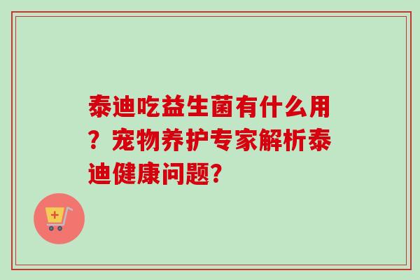 泰迪吃益生菌有什么用？宠物养护专家解析泰迪健康问题？
