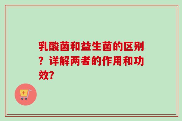 乳酸菌和益生菌的区别？详解两者的作用和功效？