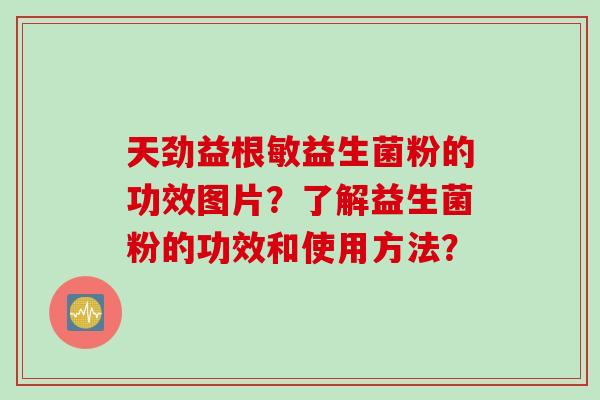 天劲益根敏益生菌粉的功效图片？了解益生菌粉的功效和使用方法？