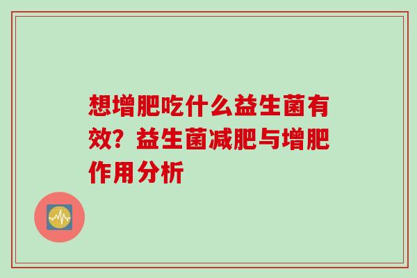 想增肥吃什么益生菌有效？益生菌与增肥作用分析