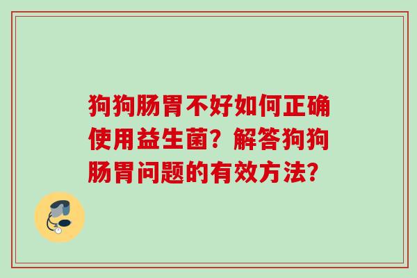狗狗肠胃不好如何正确使用益生菌？解答狗狗肠胃问题的有效方法？
