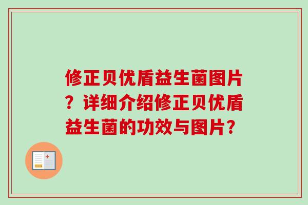 修正贝优盾益生菌图片?详细介绍修正贝优盾益生菌的功效与图片? 修正贝优盾益生菌图片?详细介绍修正贝优盾益生菌的功效与图片?