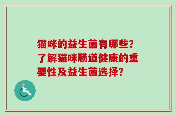 猫咪的益生菌有哪些？了解猫咪肠道健康的重要性及益生菌选择？