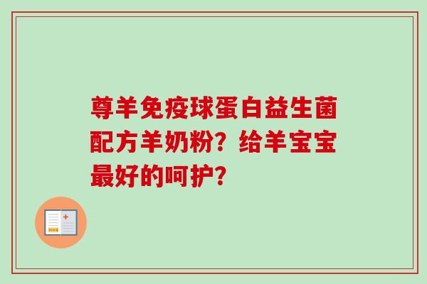 尊羊球蛋白益生菌配方羊奶粉？给羊宝宝好的呵护？