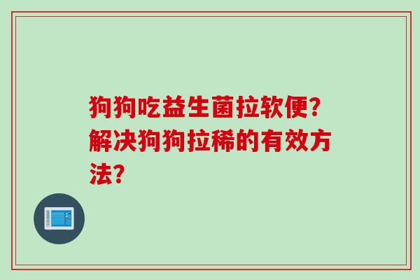 狗狗吃益生菌拉软便？解决狗狗拉稀的有效方法？