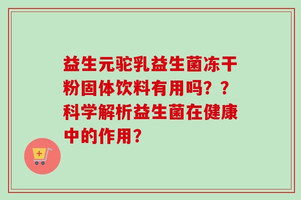 益生元驼乳益生菌冻干粉固体饮料有用吗？？科学解析益生菌在健康中的作用？
