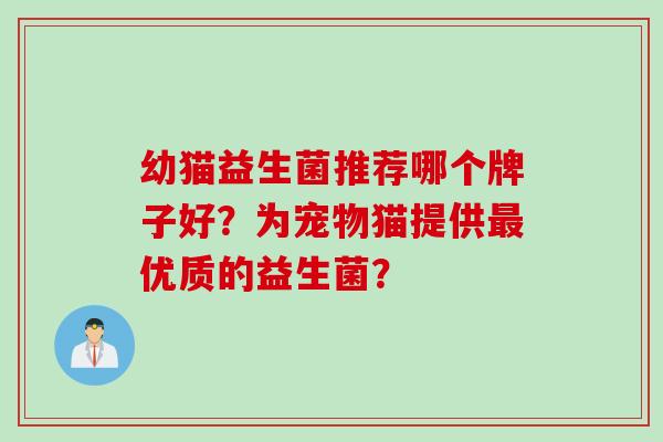幼猫益生菌推荐哪个牌子好？为宠物猫提供优质的益生菌？