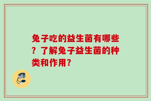 兔子吃的益生菌有哪些？了解兔子益生菌的种类和作用？
