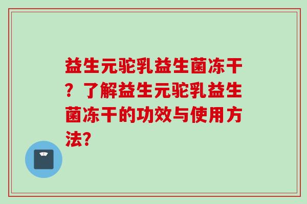 益生元驼乳益生菌冻干？了解益生元驼乳益生菌冻干的功效与使用方法？