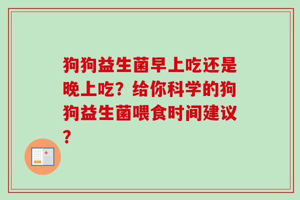狗狗益生菌早上吃还是晚上吃？给你科学的狗狗益生菌喂食时间建议？