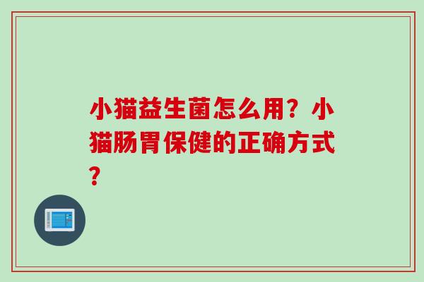 小猫益生菌怎么用?小猫肠胃保健的正确方式? 小猫益生菌怎么用?小猫肠胃保健的正确方式?