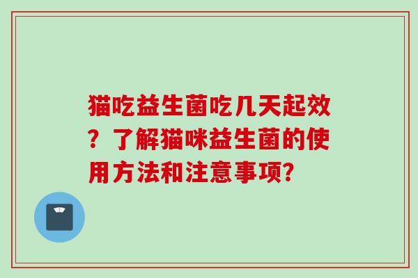 猫吃益生菌吃几天起效？了解猫咪益生菌的使用方法和注意事项？