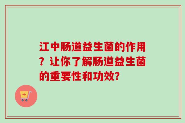 江中肠道益生菌的作用？让你了解肠道益生菌的重要性和功效？