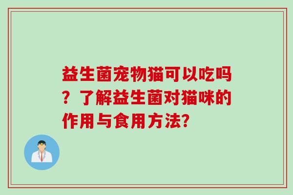 益生菌宠物猫可以吃吗？了解益生菌对猫咪的作用与食用方法？