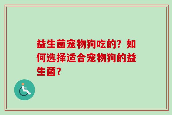 益生菌宠物狗吃的？如何选择适合宠物狗的益生菌？