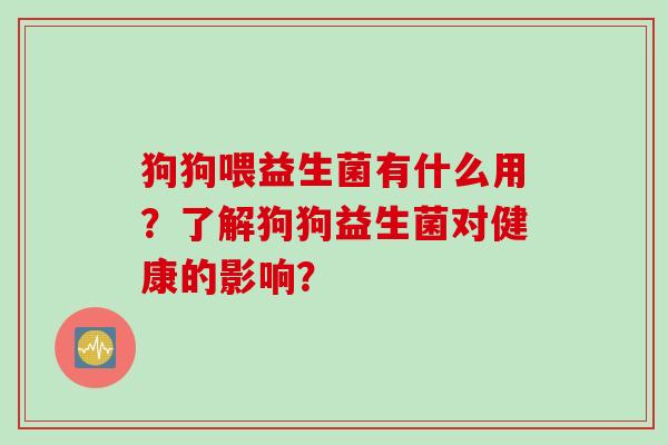 狗狗喂益生菌有什么用？了解狗狗益生菌对健康的影响？