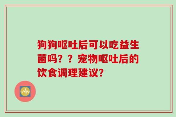 狗狗后可以吃益生菌吗？？宠物后的饮食调理建议？