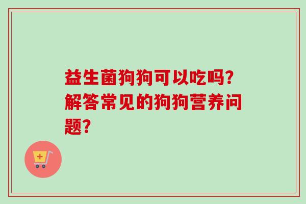 益生菌狗狗可以吃吗?解答常见的狗狗营养问题? 益生菌狗狗可以吃吗?解答常见的狗狗营养问题?