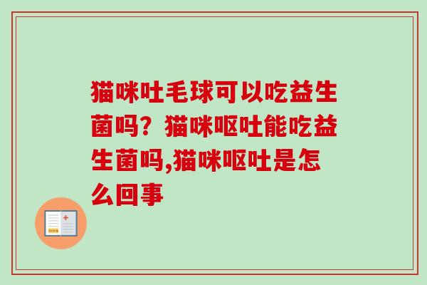 猫咪吐毛球可以吃益生菌吗?猫咪能吃益生菌吗,猫咪是怎么回事 猫咪吐毛球可以吃益生菌吗?猫咪能吃益生菌吗,猫咪是怎么回事