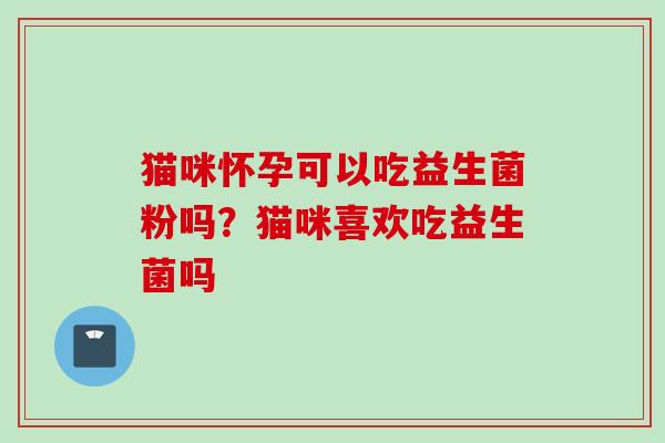 猫咪怀孕可以吃益生菌粉吗？猫咪喜欢吃益生菌吗
