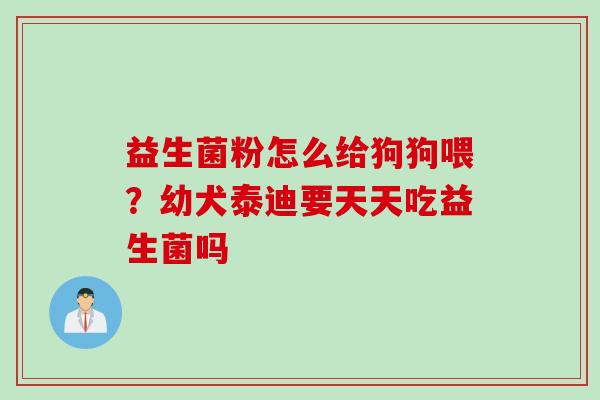 益生菌粉怎么给狗狗喂？幼犬泰迪要天天吃益生菌吗