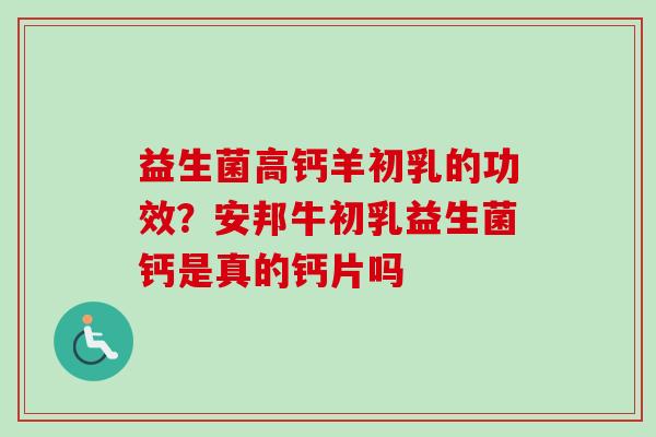益生菌高钙羊初乳的功效？安邦牛初乳益生菌钙是真的钙片吗